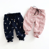 Baby plus velvet trousers 0-1-2-3 years old girl baby autumn and winter pants toddler girls winter harem pants
