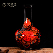 Jingdezhen ceramic peony blossom rich vase Chinese living room TV cabinet porch decoration crafts ornaments