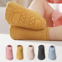 21 Spring and summer new childrens floor socks baby baby socks non-slip toddler socks double needle solid color socks