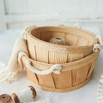 Sakura flower creative Japanese handmade wooden basket double ear basket woven basket picnic basket fruit basket camping basket