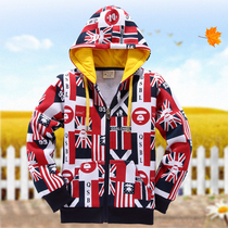 Knight Baylor 2021 new boy printed coat autumn children cotton zipper cardigan Korean version of sweater tide