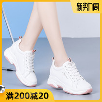 Inner height-increasing white shoes womens summer 2021 new leather small hollow hole breathable sports casual shoes