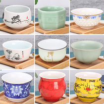  Zhanwang Kung Fu small teacup Ceramic teacup teacup Household single tea cup Purple sand master cup Blue and white porcelain tea