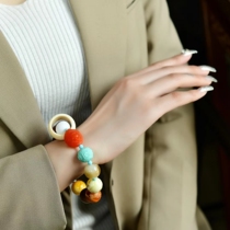 Honey wax bracelet with the shape of dense wax polyppel bracelet with crystal jewels multicolor multicolored hand-string natural Russian amber