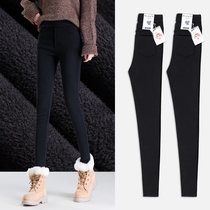 Magic pants womens high waist stretch 2019 new winter wear black nine points plus velvet small pants thin leggings