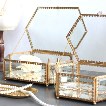 Golden Loh Cocoa Glass Case Jewelry Containing Nordic Home Accessories Glass Hood Containing Tray Hem