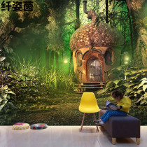  Cartoon 3D woods forest wallpaper Dream fairy tale theme childrens room Bedroom restaurant hotel mural plant wall cloth