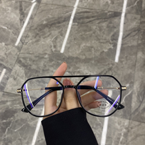 Han version retro transparent frame anti-blue light glasses female tennis red ins vegan and round face spectacle frame with myopia