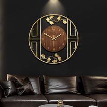 New Chinese Clock Atmosphere Nordic Creative Cirque Clock Metal Living Room Home Hanging Wall Mesh Red Fashion Wood Hanging Clock
