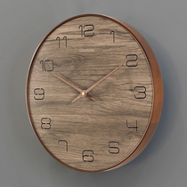 Modern minimalist solid wood clock living room home Nordic new Chinese wall clock calendar calendar clock perpetual calendar mute wall hanging table