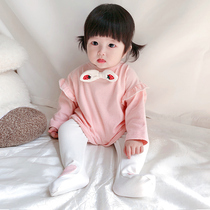 Baby clothes autumn cute cute baby princess baby girl jumpsuit foreign air two-piece full moon suit autumn
