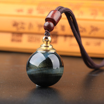 Natural blue Tiger eye stone Gawu box Relic bottle pendant Mens and womens pendant Small glass bottle hollow Relic tower keychain