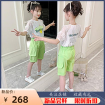 Girl Summer Ocean Air Short Sleeve Suit 2022 New Internet Red Fashion CUHK Child Casual 50% Shorts Two Sets