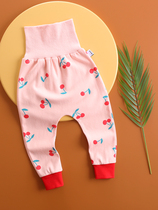 Baby big butts spring and autumn baby trousers cotton thin childrens high waist belly pants pp pants single pajama pants
