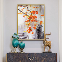  New Chinese style entrance decoration painting Persimmon restaurant hanging painting American corridor end mural persimmon persimmon Ruyi hand-painted oil painting