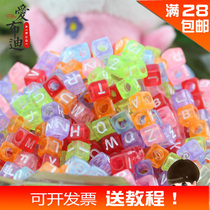  Handmade DIY material Childrens beaded cube A-Z letter beads transparent color mixed acrylic loose beads