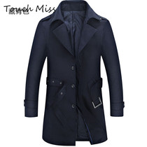 TOUCH MISS spring and autumn new trend mens coat mid-length slim-fit fashion solid color youth windbreaker men