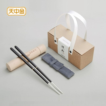 Tianzhong gold good food accompanied by 999-foot silver chopsticks ebony souvenir gift good couple