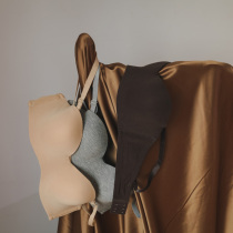 Strapless cotton smooth one-piece seamless top support gathered students cotton bra set strapless underwear thin