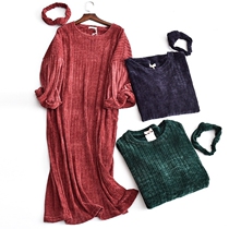 New Korean version velvet big code long sleeve sleeping skirt woman autumn winter lengthened over knee fat MM warm family clothes for womens spring pyjamas