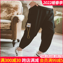 Fat children's overalls men's big children add fat to increase loose size spring and autumn pants 2021 new foreign style casual pants