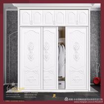 Solid wood wardrobe door solid wood door plate set as mobile door pushing sliding door European-style engraving moving door soft bag engraving moving door