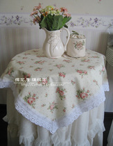 Green Rose Cotton Thread Edge Cloth Art Table Cloth Square Cloth Art Table Cloth Table Cloth Table Cloth Customizable Colors