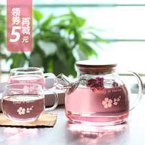 vankine Teapot Heat-resistant glass tea set Heat-resistant Teapot Flower Teapot filter Household kettle set