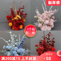 New wedding simulation flower Miscanthus potted flower road diversion stage flower background flower dot table flower finished flower display