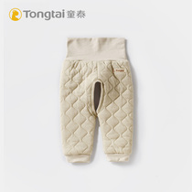 Tongtai newborn baby thickened high waist belly pants cotton crotch pants 0-1 year old baby warm pants autumn and winter