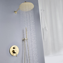 Fassasso full copper gold concealed shower head with wall shower hot and cold full copper water mixing valve gonorrhea shower nozzle suit
