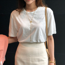 Solid color short sleeve women Summer ins tide new womens white T-shirt womens loose half sleeve Joker cotton body shirt top women