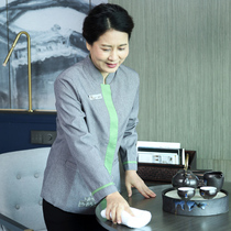 Guest room hotel aunt large size cleaning work clothes hotel work clothes long sleeve women back pattern cleaning clothes autumn and winter clothes