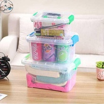 Large medium and small three-piece food grade transparent storage box finishing box plastic box with lid portable storage box