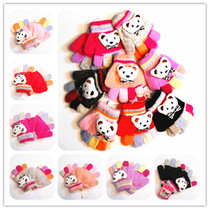 New cute cartoon Three-dimensional Bear rabbit wool blend children thick warm full finger gloves baby gloves