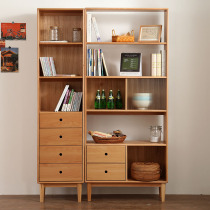 All solid wood bookcase bookcase combination cabinet Whole wall floor shelf Storage cabinet Side cabinet Wine cabinet Nordic Beech cabinet