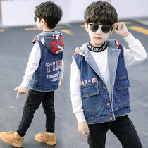 Child Gush Denim Horse Chia Winter Medium Boy Cotton Kan Shoulder Autumn Winter Paragraph Outside Wearing of Catch Suede Child Horse Pinch and Cap Tide