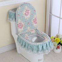 Lace toilet pad three-piece ins wind net red universal cushion spring and autumn toilet cover seat cover high-grade light luxury