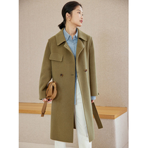 Hepburn style double-sided woolen coat womens 2022 autumn and winter new retro loose Korean style temperament woolen woolen coat