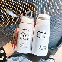 First grade water Cup boy with straw thermos cup Bomb Cover type small adult fitness couple Sports capacity personality
