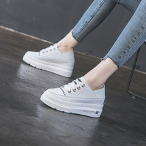 Spring Money Small White Shoes Woman Shallow Mouth 100 lap Nets heightening womens shoes thick bottom 8 cm small subcm pine pastry shoe plate shoes
