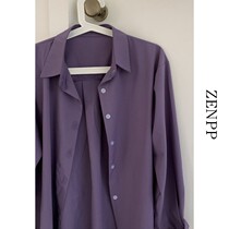 Purple shirt womens design sense niche retro top long-sleeved shirt inner folding jacket 2021 spring womens clothing