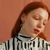 TAVERN designer brand time personality dynamic mechanical flash Diamond zircon long earrings earrings