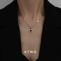Korean fashion New ins Net red same bag 18K rose gold necklace female lettering choker pendant