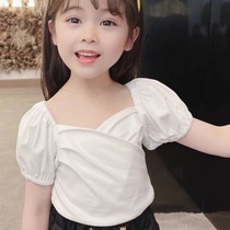 Childrens clothing 2021 spring summer clothes new baby girl sweaters undershirt children short sleeves T-shirt pure cotton blouse foreign air thin