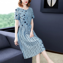 2021 new large size womens dress high-end cotton and linen Hangzhou big silk mulberry silk ramie young