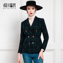 Xia Ruipu high-end temperament plaid cashmere coat woolen short jacket suit winter wear new design sense niche