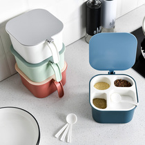 Four-grid packed kitchen supplies in the seasoning box to accommodate salt cans and sugar cans with bottled flavors in household condiments