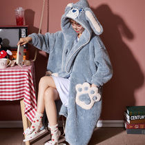 Sleepwear Woman Autumn Winter Coral Suede Womans Sleeping Robe Flannel Sleeping Skirt Woman Winter Home Clothing Thickened sweet and cute