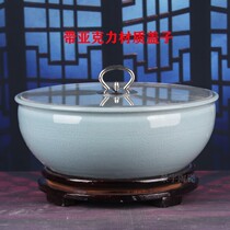 Duofeng ceramic and noodle bonjing Dezhen increase thickened ceramic pot large soup bowl with cover green kneading pot to make noodles